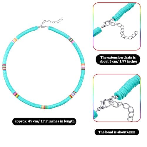 Hicarer 6 Pcs Beaded Choker Necklace for Women Girls Colorful Seed Beads | Boho Choker Bohemian Hawaiian Handmade Turquoise Beach Necklace for Birthday Chain Jewelry Gifts thumbnail 3