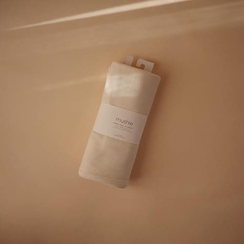 mushie Extra Soft Baby Blanket | Cotton and Elastane Ribbed Receiving Blanket, Swaddle, Stroller | 35x35 Inch (Ivory) - Ivory thumbnail 4