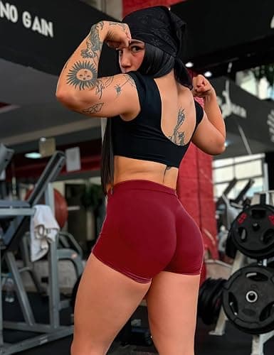 YEOREO SoftHue Damen Sport Shorts Invisible Scrunch Butt Lifting Gym Workout Shorts 4.5" Seamless Kurze Leggings Damen Push Up Booty Biker Shorts thumbnail 2
