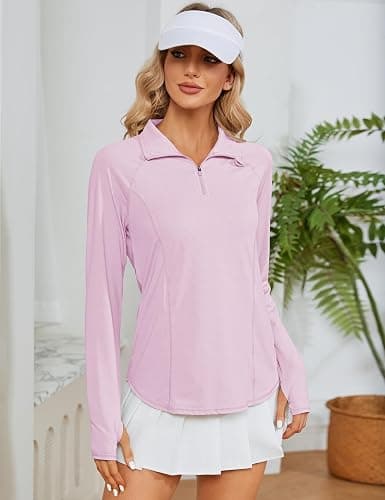 LOMON Women Long Sleeve Shirts Sun Protection 1/4 Zip Summer Quick Dry Hiking Shirts Quarter Zip Pullover for Women thumbnail 6
