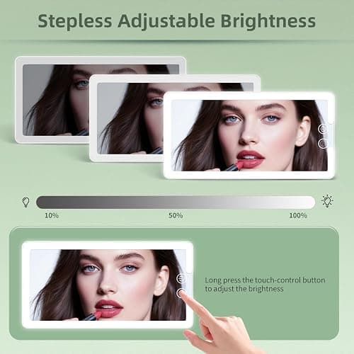 2PCS Car Visor Vanity Mirror with Lights, Rechargeable Dimmable Touch LED Sun Visor Mirrors, Large Detachable Vanity Makeup Mirror with 3 Color Modes for Truck SUV Car Accessories for Women(White) thumbnail 4