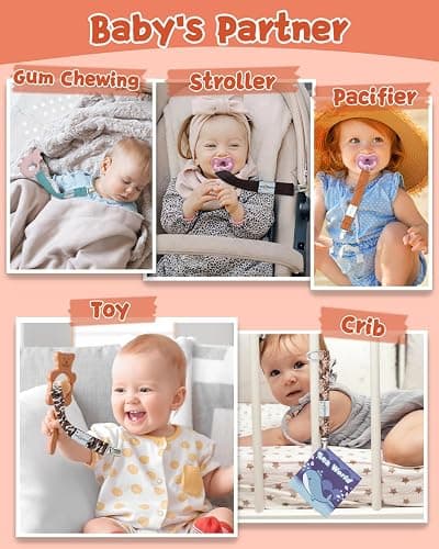 babygoal Baby Neutral Pacifier Clips, 8 Pack Binky Paci Holder Clips for Baby Boys and Girls Fits Most Pacifiers and Binkies 8MP46-B thumbnail 5