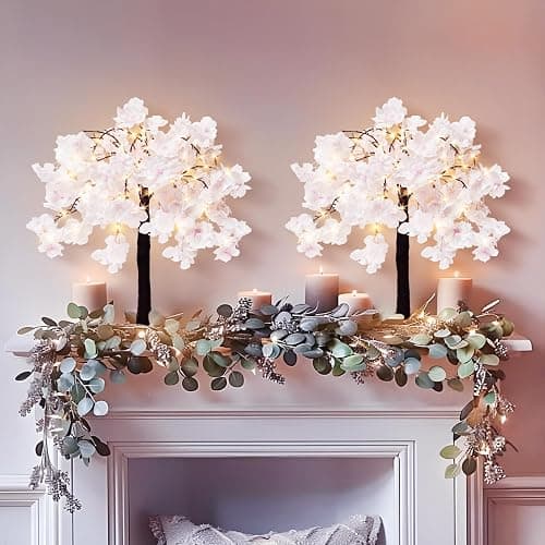 obbsie 24 Inch Lighted Cherry Blossom Tree with 24 Fairy Lights Artificial Bonsai Flower Tree with Timer Battery/USB Operated Pink Light Up Tabletop Tree for Spring Wedding Party Indoor Outdoor Decor thumbnail 7
