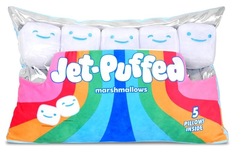 iscream Kraft Jet-Puffed Marshmallow 17.5" x 11" Pillow Set with Mini Marshmallow Pillows - Image 1