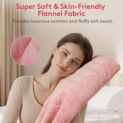 UTK XL Heating Pad for Back, Electric Heat Pad for Period Cramps Pain Relief, Soft Thicken Flannel Fabric Machine Washable, Christmas Gifts for Women Mom, 6 Heat Settings & Auto-Off, 12" x 24"(Pink) thumbnail 3