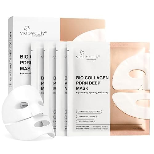 VIABEAUTY Bio Collagen Face Mask with PDRN and Hyaluronic Acid - Hydrogel Collagen Mask Overnight - Deep Hydrating, Glass Skin, Firming & Rejuvenating Skincare| 1.41oz(40g) x 4ea - Image 1
