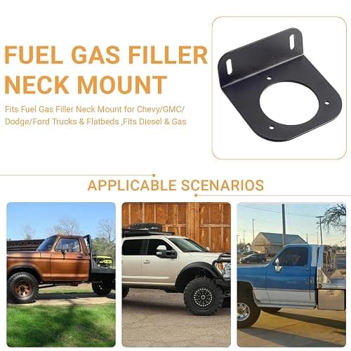 Diesel/Gas Fuel Filler Neck Mount for Chevy,GMC,Dodge,Ford Trucks & Flatbeds ,2-3/8" Center Hole, 2-5/8" Screw Spacing,Fits Diesel & Gas thumbnail 3