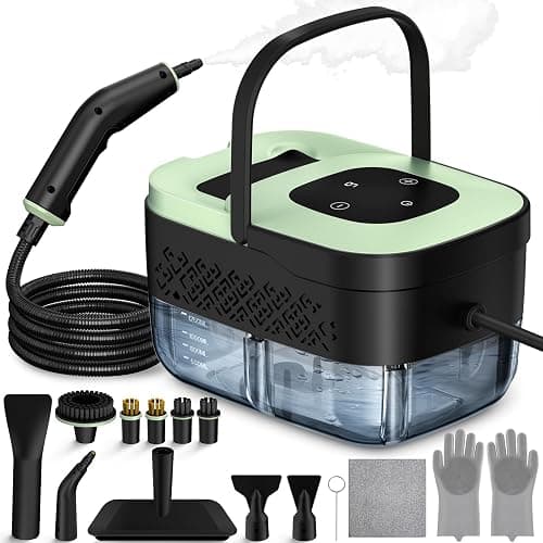 Steam Cleaner, Portable Steamer for Cleaning with 16pcs Accessories, 6-Level Adjustable, 15s Heat-Up, Handheld Steam Cleaner for Home for Tile, Grease, Dirt, Grout, Car Detailing, Green - Image 1