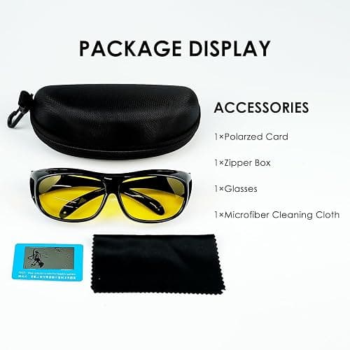 Chiccool Night Driving Glasses Fit Over for Men Women, Anti Glare Polarized Night Vision Glasses, Wrap Around HD Yellow Lens thumbnail 7