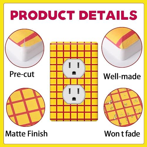 GTOTd Checked Cow Star Cartoon Outlet Cover Sticker Deacl 6 pcs (Not Plate,Size 4.5" x 2.76"),Cute DIY Wall Decor Art Decorative Light Switch Plate Faceplate Kids Room Kitchen Bathroom thumbnail 4