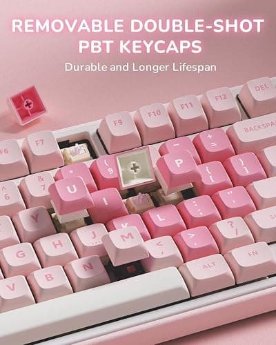 RK ROYAL KLUDGE R75 Mechanical Keyboard Wired with Volume Knob, 75% Keyboard Gasket Mounted, Hot Swappable, Creamy Sound, MDA Profile, PBT Keycaps, Pink thumbnail 6