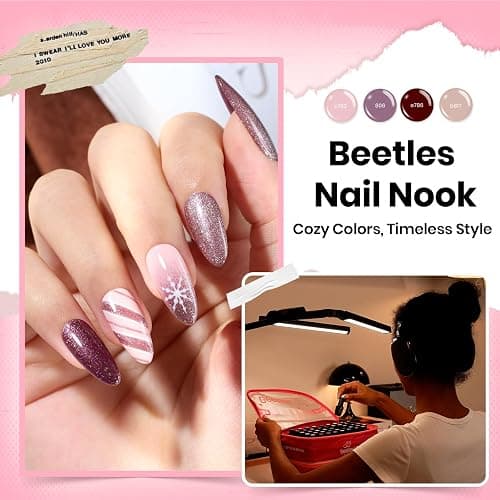 Beetles Nail Nook Gel Nail Polish Set - 119 PCS 100 Colors Gel Polish Kit Base Glossy Matte Glitter Top Coat Glitter Pearl Cat Eye White Red Pink Nude Uv Led Nails Easter Gift for Women thumbnail 4