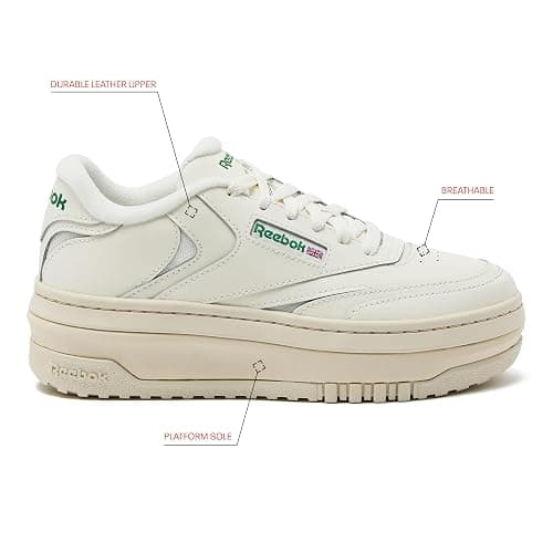 Reebok Club C Extra Platform Sneakers for Women - White Casual Tennis Women's Fashion Sneakers - Womens Shoes Size 5 to 11 thumbnail 2