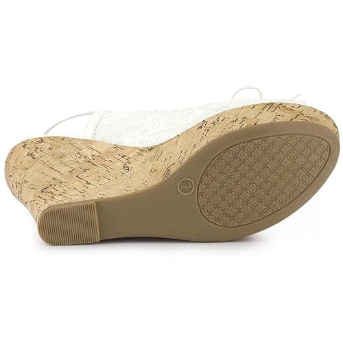 Allegra K Women's Lace Platform Wedges Wedge Heel Sandals thumbnail 6