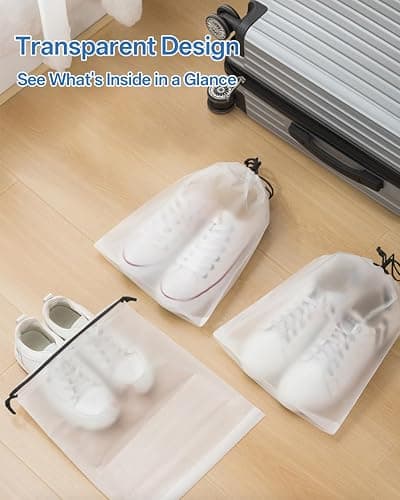 Teskyer Transparent Shoe Bags for Travel, 15.7" x 11.8" Waterproof Portable Travel Shoe Storage Bags for Packing - Travel Essentials for Men & Women, 6 PCS thumbnail 4