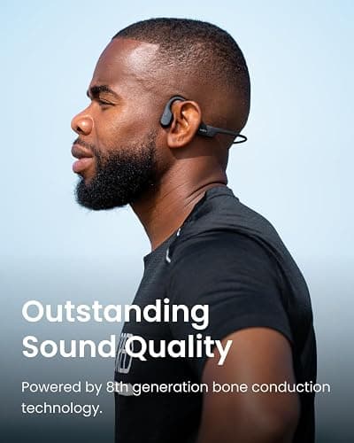 Shokz OpenRun (AfterShokz Aeropex) - Open-Ear Bluetooth Bone Conduction Sport Headphones - Sweat Resistant Wireless Earphones for Workouts and Running - Built-in Mic, with Headband (Black) thumbnail 6