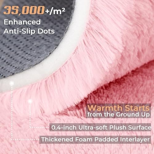 OPPODREAM 4x6 Pink Rugs for Bedroom, Ultra-Soft Fluffy Area Rugs for Living Room, 4 x 6 Shag Carpet for Nursery, Kids, Girl, Boy, Baby, Plush, Fuzzy, Shaggy, Cute Home Decor thumbnail 2