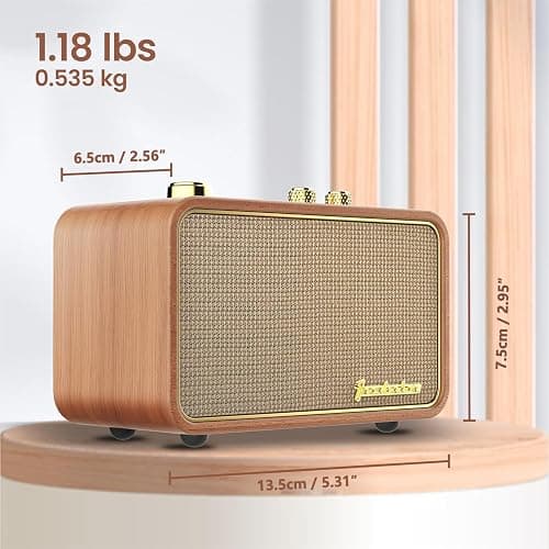 TRENBADER Retro Bluetooth Speaker Vintage Bluetooth Speaker Small Wireless Old Fashion Style, AM/FM Tunning Dial,Electronics for Home, Perfect for Cafe,Restaurant,Vintage Store, Bedroom(Retro Wood) thumbnail 6