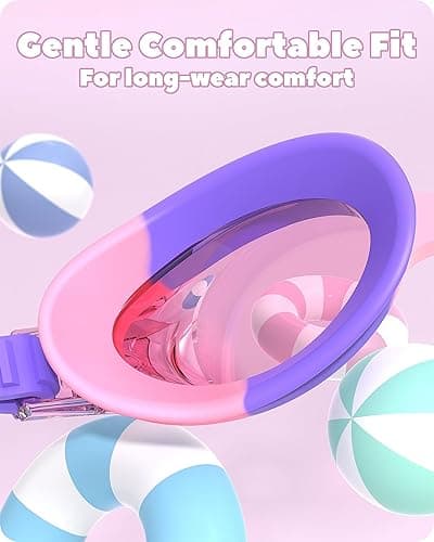 findway Kids Swim Goggles, Kids Swimming Goggles Anti-fog No Leaking Girls Boys for Age 3-12 - 1-pink Purple+teal Purple thumbnail 4