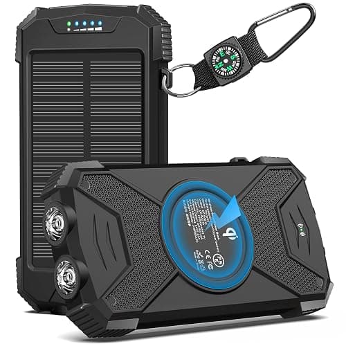 BLAVOR Solar Charger Power Bank 10,000mAh, Portable Wireless Charger, 20W Fast Charging External Battery Pack with USB C for Cell Phones, Solar Panel Charger with Dual Flashlight for Camping - Image 1