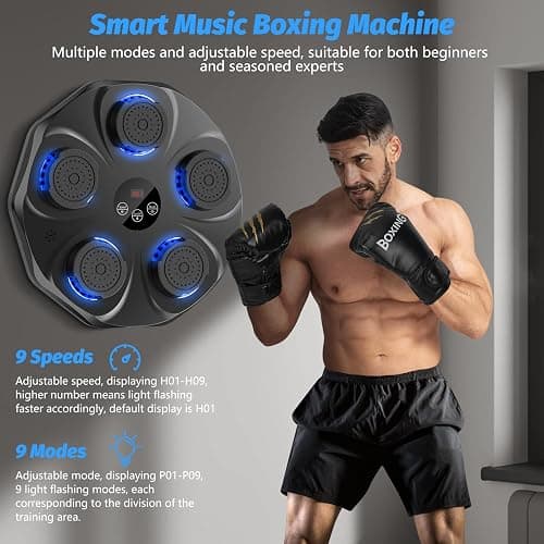 TGLLM Music Boxing Machine, Interactive Punching Trainer with Boxing Gloves, Large Size Wall Mounted Electronic Boxing Target for Adults Kids, 9 Modes & 9 Speeds thumbnail 2
