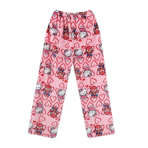 Womens Pyjamas Bottoms - Flannel Pjs Bottoms for Women Long Cute Anime Cartoon Super Soft Comfy Warm Fluffy Pajamas Y2K Kawaii Casual Home Lounge Trousers Pj Sleepwear Pyjama Pants for Autumn Winter - Image 1