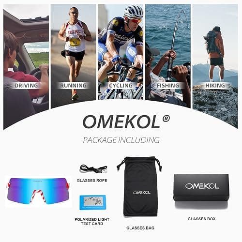 OMEKOL Two Sizes For Adults and Youth Polarized Sunglasses Men Women Outdoor Sport Baseball Glasses UV400 Cycling Eyewear thumbnail 5