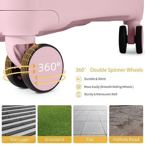 LARVENDER Luggage Sets 3 Piece, Hardside PP Carry On Suitcase with 360° Spinner Wheels TSA Lock Luggage Sets for Women, Orchid Pink thumbnail 3