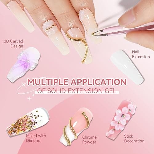 SUPWEE 3D Nail Art Gel Clear and White Solid Builder Gel for Nails Non-Stick Hand Sculpture Hard Gels with Dual Form for Carving Patterns Decoration Nail Art Home Manicure DIY thumbnail 5