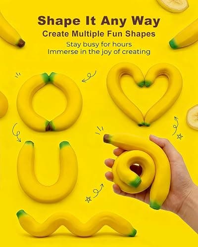 Stretchy Glue-Sand Filled Rubber, Latex Soft Decompression Toy,Squishy Toy, Fake Fruits and Vegetables,High-Elastic Stretchable, Decompression Toy for Adults and Children (Banana-2 Pack) thumbnail 5