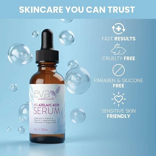Eva Naturals Azelaic Acid Skincare Serum for Face – Facial Treatment with Niacinamide & Hyaluronic Acid Formula for Redness Soothing, Acne Breakouts, Uneven Skin Texture, Fragrance Free (1 Fl Oz) thumbnail 8