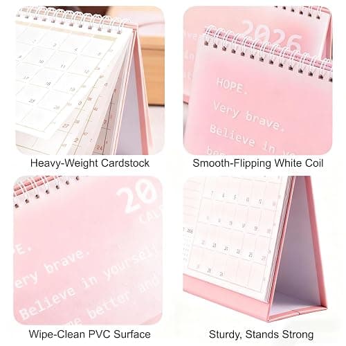 Desk Calendar 2026, Macaron Color 14-Month Writeable Desk Stand Up Calendar Runs from Nov 2025 - Dec 2026, Tear-Off Calendar for Office & Home, Pastel Pink, 8.27" x 6.9" thumbnail 3