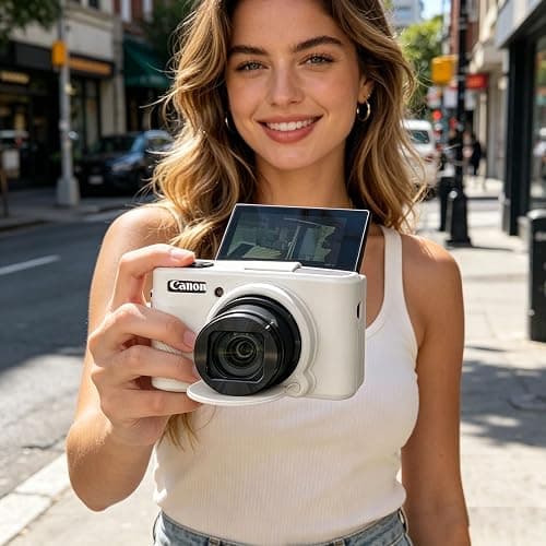 Camera Case for Canon PowerShot SX740 HS, SX730 HS Digital Camera, Soft Silicone Protective Case, Anti-Scratch Slim Fit Sleeve with Removable Lens Cover and Wrist Strap (Beige) thumbnail 2