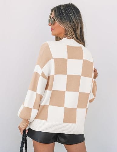 ZESICA Women's 2025 Fall Fashion Turtleneck Long Sleeve Striped Ribbed Knit Loose Pullover Sweater Tops thumbnail 3