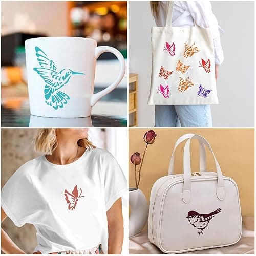 JSRQT 12Pcs Spring Stencils for Painting on Wood Craft Canvas Walls,Hummingbird Butterfly Dragonfly Drawing Template, Reusable DIY Home Decor Craft Stencil,5.6 x 4.1” thumbnail 4