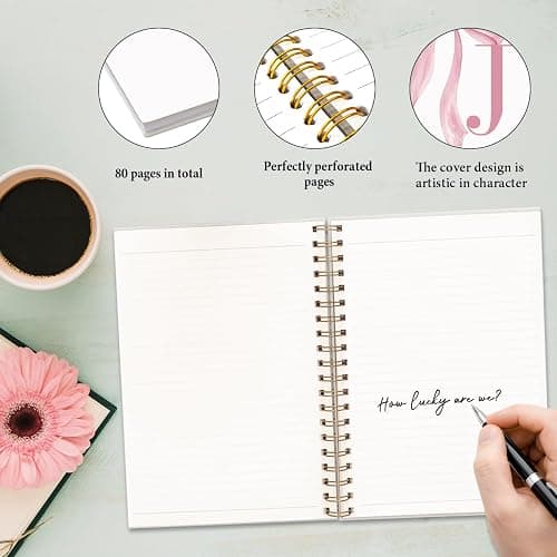 JXREQ Coquette Pink Bow Personalized Notebook, Initial Letter J Monogram Journal, Preppy Girly Ribbon Bow Journal, Monogrammed Gifts for Women, Aesthetic Spiral Notebook 5.5x8.3 thumbnail 6