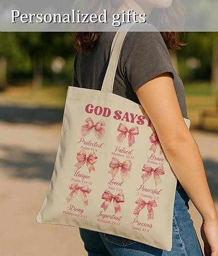 LUERHUI Aesthetic Christian Gifts Tote Bag for Church, Religious Tote Bag for Bible Study, Medium Size with Inner Pocket thumbnail 4