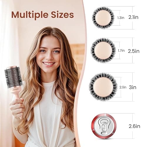 AIMIKE ROSE LUXE Brosse Ronde Brushing, Brosse Cheveux Brushing Grande pour Séchage Rapide, Brosse Brushing Professionnel pour Le Coiffage et L'ajout de Volume, Avec 4 Pince Cheveux Coiffeur, 53mm thumbnail 8