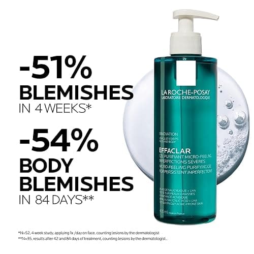 La Roche Posay Effaclar, Gel Purificante Micro-Peeling, Per Pelli Grasse a Tendenza Acneica, Azione Detergente, Pelle Levigata, Rimuove Sebo e Impurità, Con Acido Salicilico, LHA e Zinco, 400 ml thumbnail 3