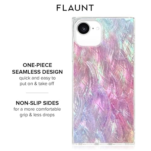 Flaunt Official Square Protective Case - Compatible with iPhone 17e/16e/15/14/13 - Compatible with MagSafe & Wireless Charging - Drop-Tested & Shockproof - (Pink Mother of Pearl) thumbnail 7