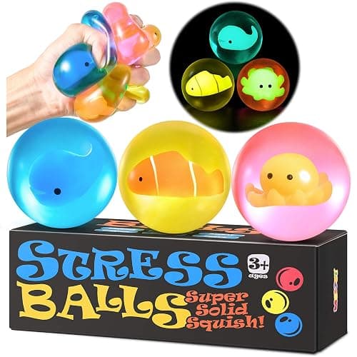 Stress Balls for Kids Adults - Squishy Fidget Toys Sensory Toys for Kids with Autism Glow in The Dark Squeeze Balls for Hand Therapy Squish Ball for Anxiety Stress Relief Easter Basket Stuffers - Image 1