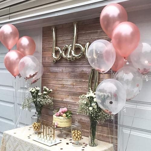 Soonlyn Rose Gold Balloons - 140 Pack, 12 Inch Gold & Pink, Pink Confetti, Arch Kit for Bridal & Baby Showers thumbnail 9