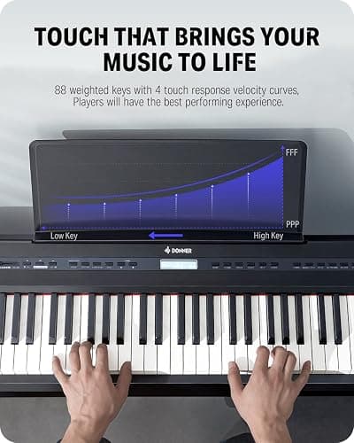 Donner DEP-20 Beginner Digital Piano 88 Key Full Size Weighted Keyboard, Portable Electric Piano with Furniture Stand, 3-Pedal Unit thumbnail 3