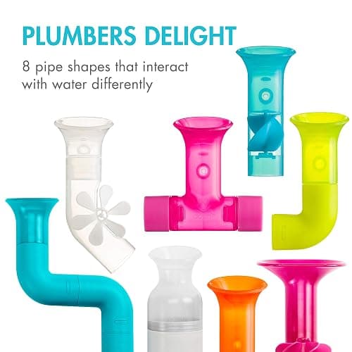 Boon Bundle Baby and Toddler Bath Toys - Includes Boon Pipes, Cogs, and Tubes Bathtub Toys - Toddler Sensory Toys - Multicolored - 13 Count - Ages 12 Months and Up thumbnail 5