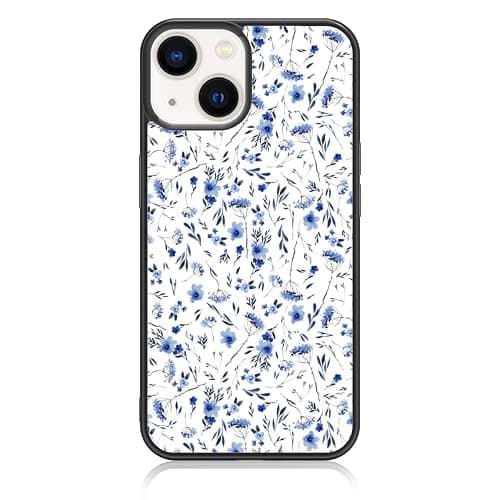 Axulimin Cute Blue Flower Floral Aesthetic Phone Case for iPhone 14 & iPhone 13 Case for Teen Girls Women Kids Girls -6.1Inch - Image 1