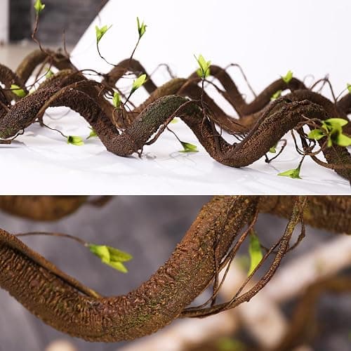 CONGZHANHH Bendable 63in Artificial Tree Twigs Cane Wood Vine Branches Fake Plants Trunk Garland with Leaves for Home Wedding Garden Wall Hanging Mantel Christmas Thanksgiving Day Decoration - Image 1