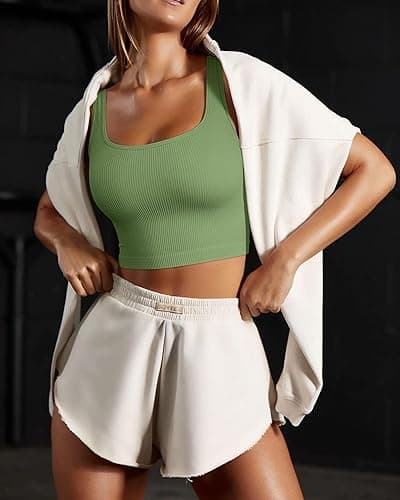 OQQ Women's 3 Piece Tank Tops Ribbed Seamless Workout Exercise Shirts 2025 Summer Basic Camis thumbnail 3