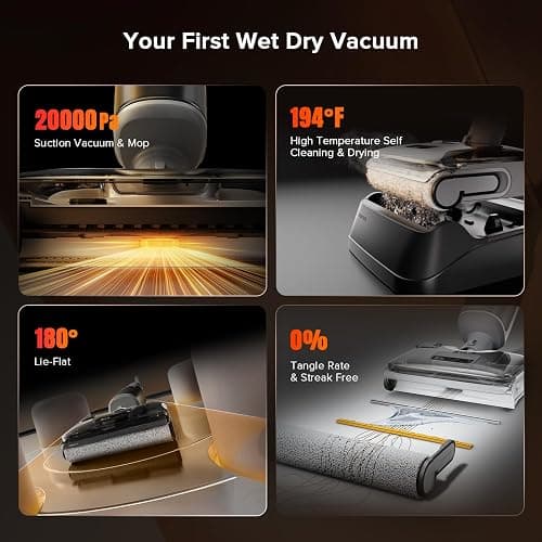 roborock F25 GT Vacuum Mop All in One, Wet Dry Vacuum Cleaner Cordless, 20000Pa Floor Cleaner Machine for Tile Hardwood Wood Vinyl Floor, Edge to Edge Self Cleaning Electric Mop with 180° Lie-Flat thumbnail 2
