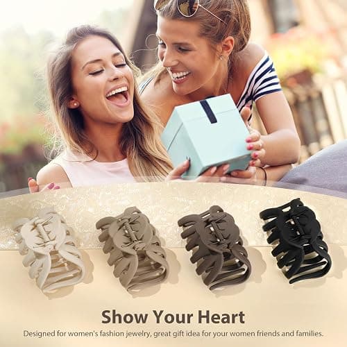 Shinowa Hair Clip Set, 4 Pack Hair Claws for Thick Hair, Large Hair Clips in 4 Neutral Colors, Non-slip Claws Jaw Clips for Women, Strong Hold for Girls Long Hair thumbnail 7