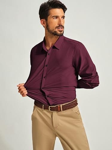 PJ PAUL JONES Mens Long Sleeve Button Down Shirts Wrinkle Free Stretch Untucked Dress Shirts Business Casual Shirt thumbnail 7